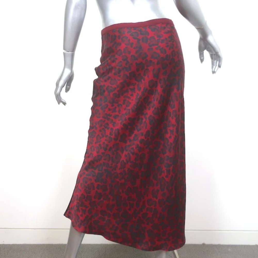 Anine Bing Leopard Print Silk Bar Slip Skirt - Picture 2 of 7